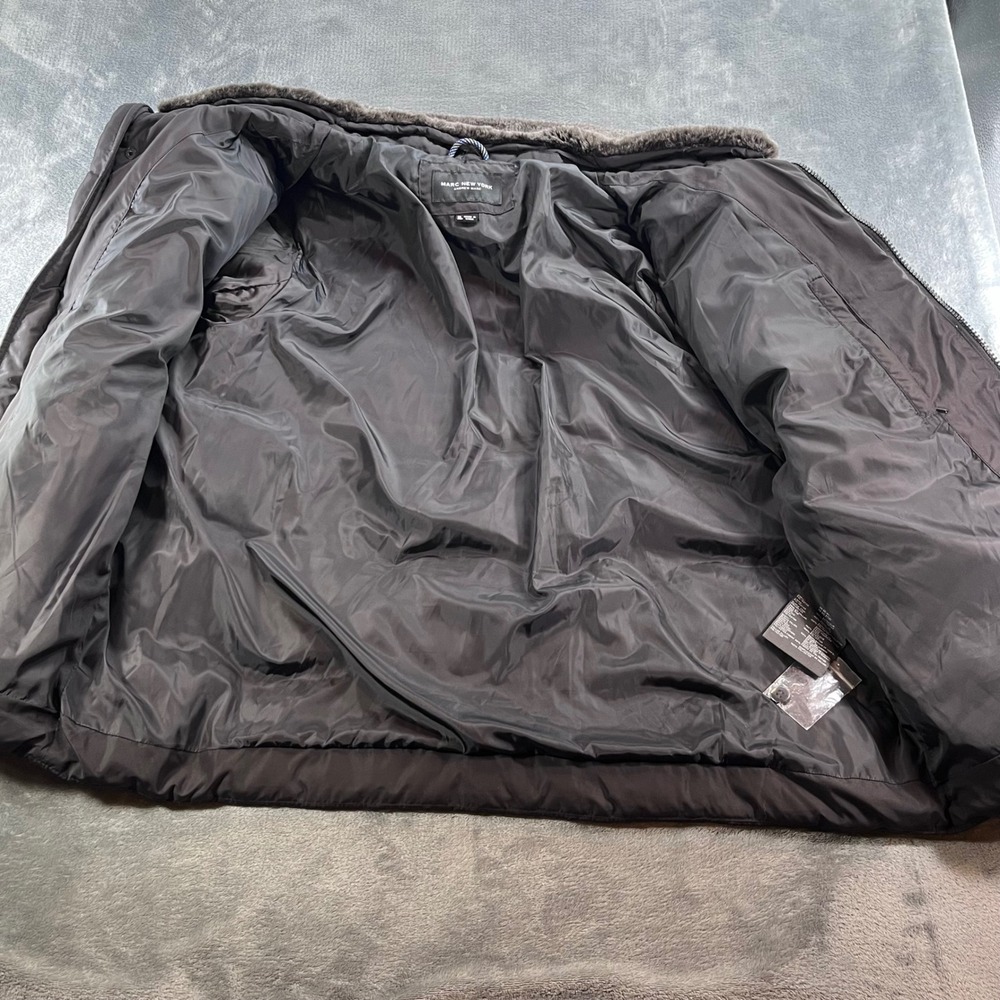 Marc New York Andrew Marc Mens XL Black Puffer Jacket Fur Collar Hooded Coat - Picture 8 of 12